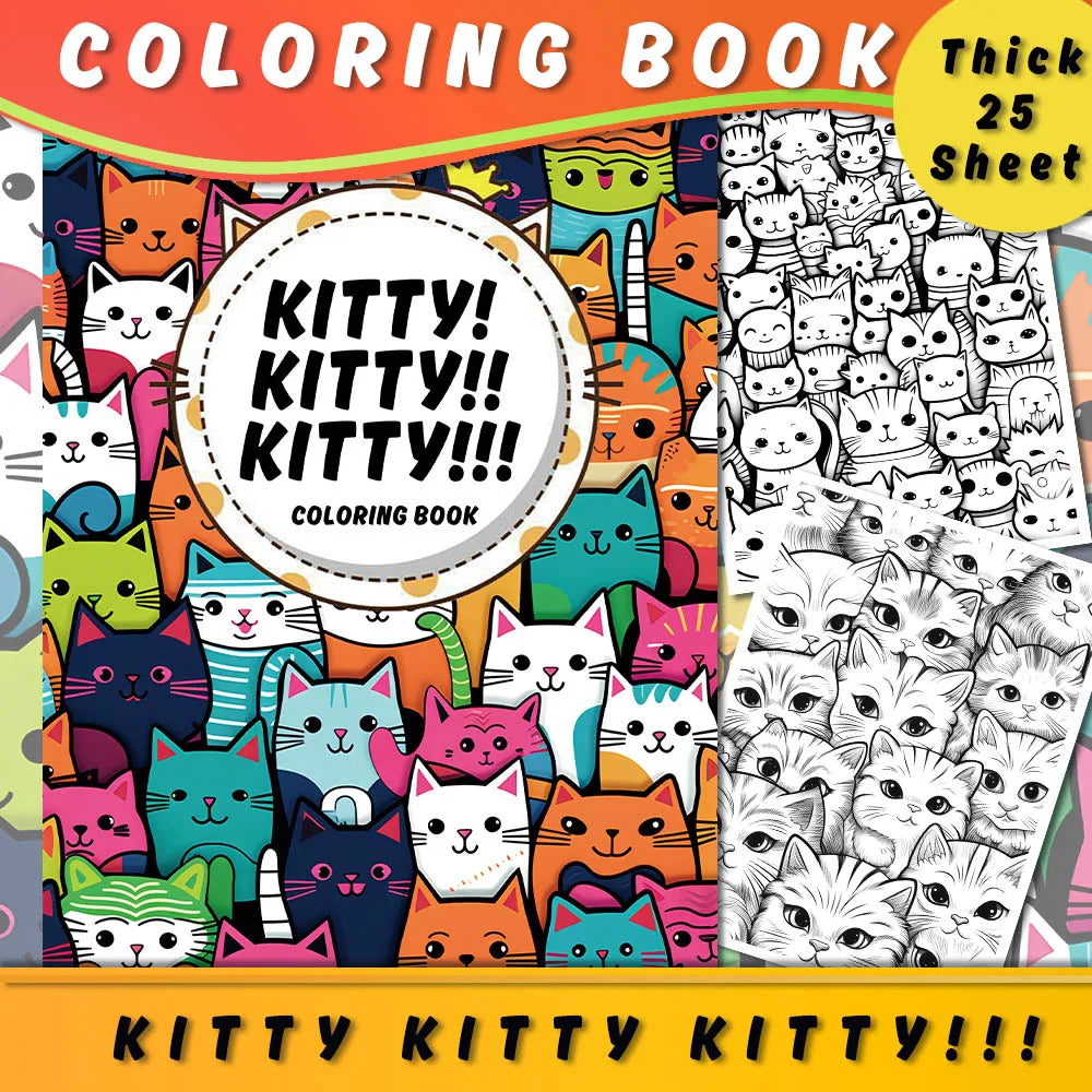 Libro para colorear de gatos, 25 diseños diferentes, 100 g/m²