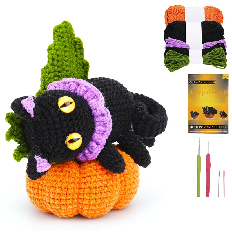 Kits de crochet Halloween citrouille ou chat ou fleur
