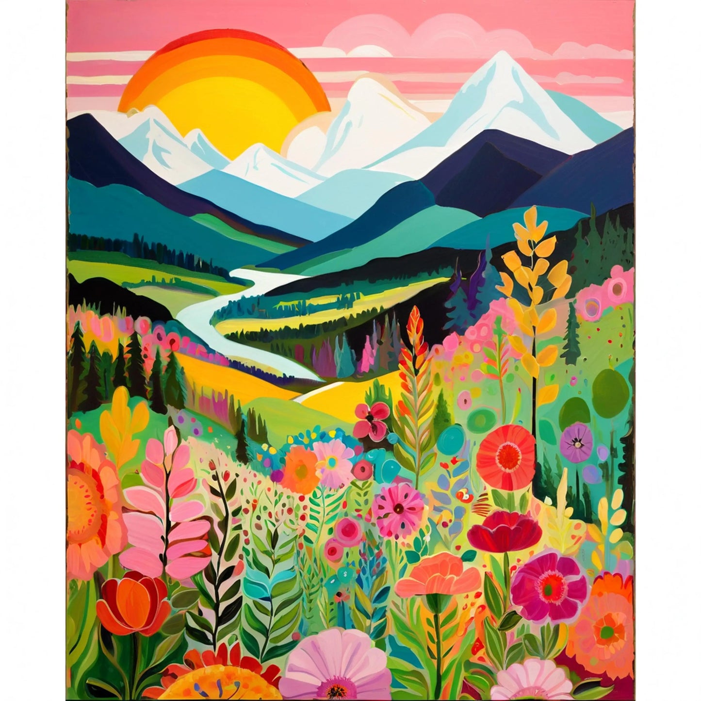 Peintures par numéros Paysages roses Montagnes