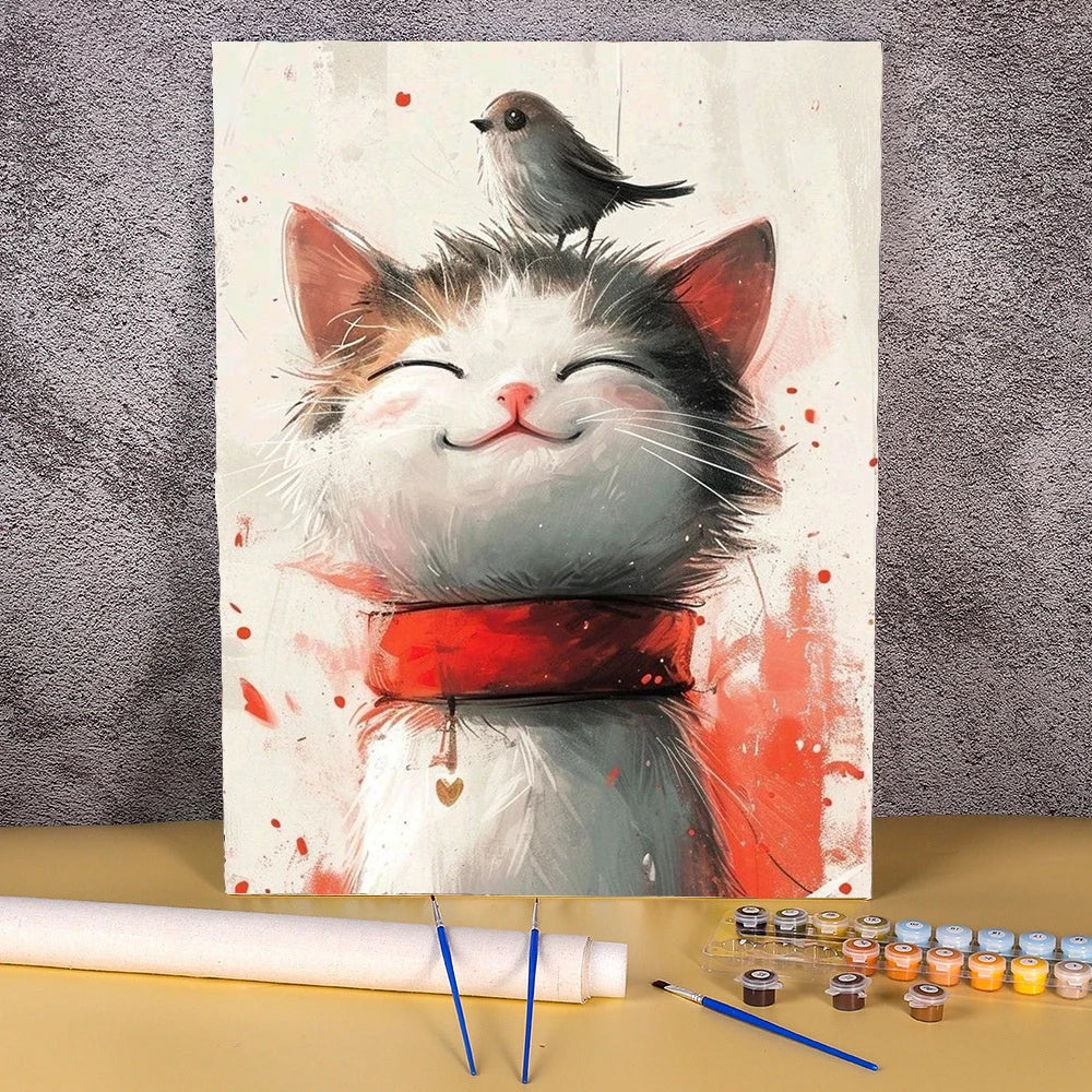 Peintures par numéros facile chat Cartoon plusieurs dessins disponibles