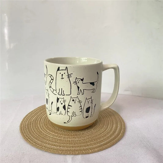 Hand painted mug large capacity cats