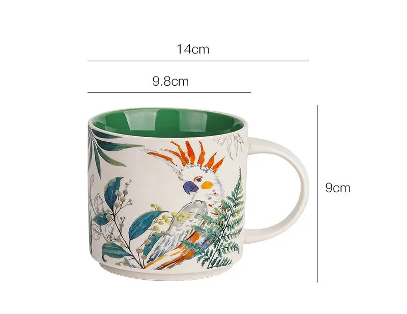 Handmade ceramic mug 450ML flowers