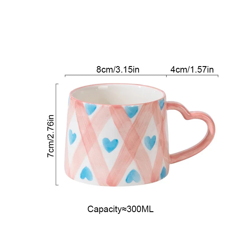 Jolie tasse en céramique faite main 300ml Petits cœurs d'amour