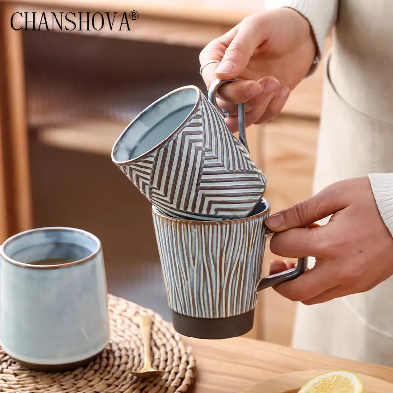 Taza de cerámica retro de estilo europeo CHANSHOVA de 200 ml, 250 ml, 300 ml y 400 ml