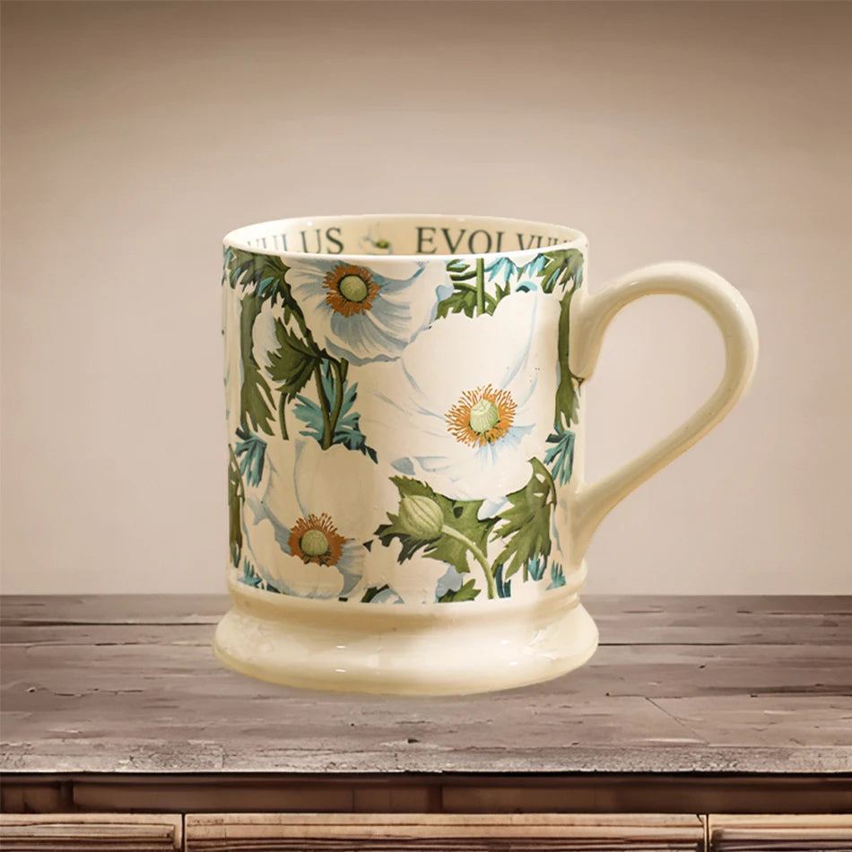 380ml Retro Ceramic Mug Romantic Flowers