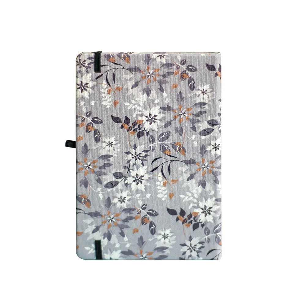 Cahier bullet journal feuilles pointillées A5 Fleurs grises