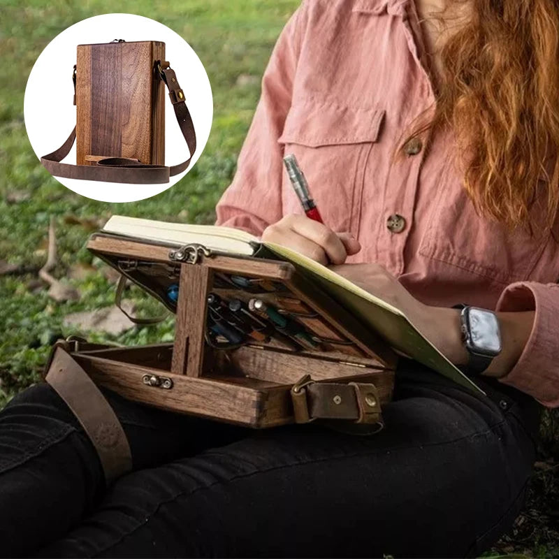 Sac à bandoulière en bois pour artiste rangement matériel mini chevalet