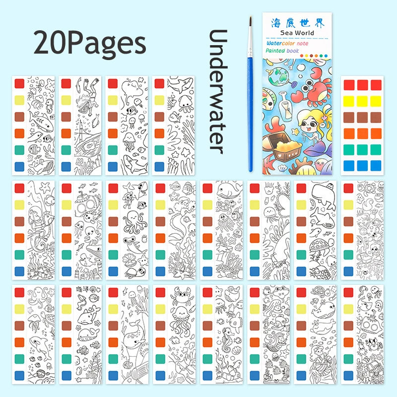 Books of 12 or 20 sheets of paper to paint with water paint for children