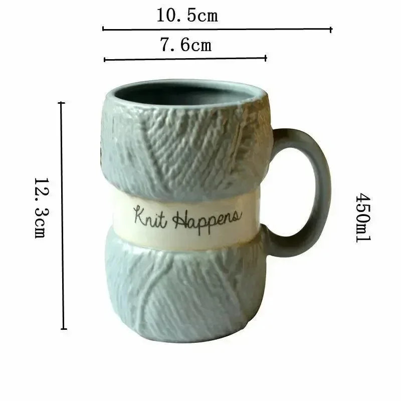 Colorful wool ball shaped mug