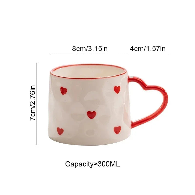 Cute Handmade Ceramic Mug 300ml Little Love Hearts