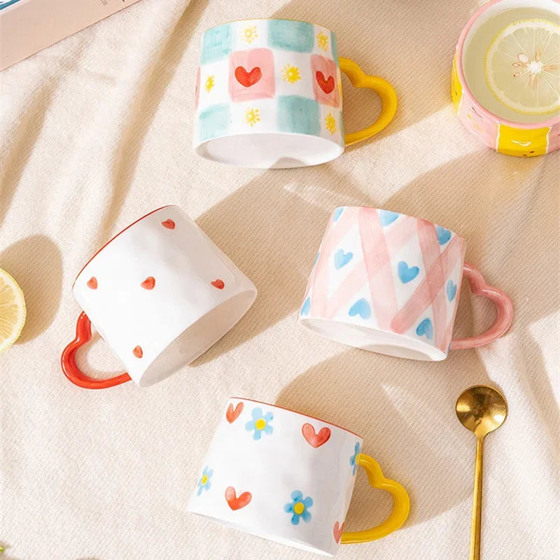 Cute Handmade Ceramic Mug 300ml Little Love Hearts