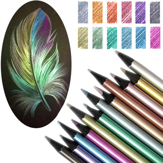 12 Metallic Colored Pencils