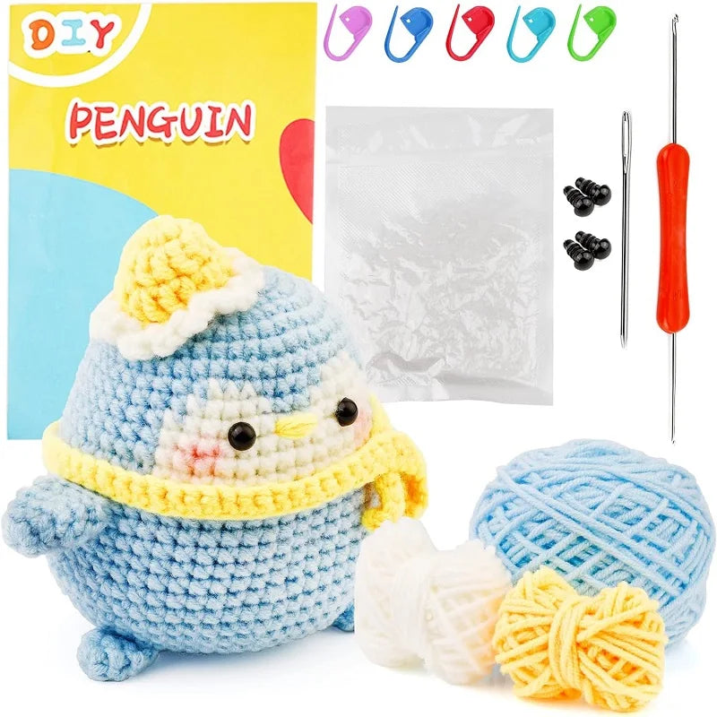 1 kit de crochet DIY pour débutant lapin ou pingouin ou lama