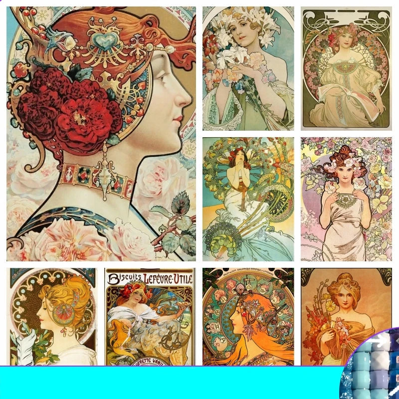 Pintura de diamantes de Mucha