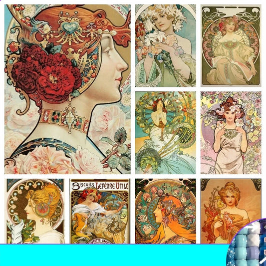 Pintura de diamantes de Mucha