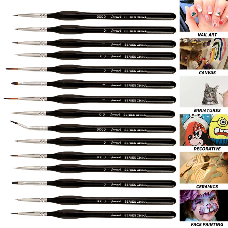 15 Fine Brushes for Watercolor, Oil Painting, Acrylic