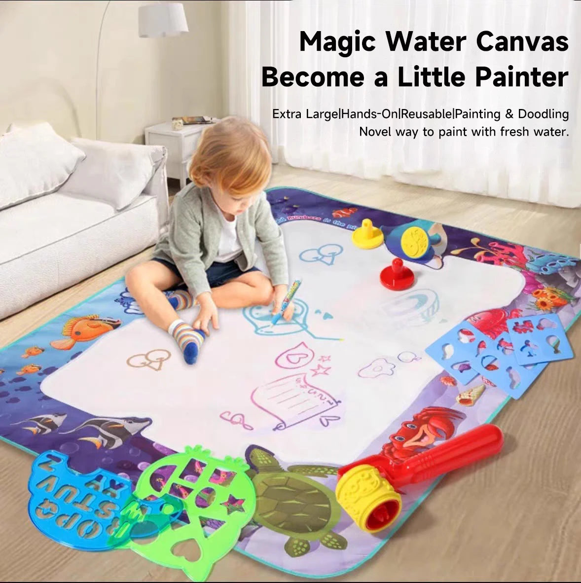 Tapis magique à Dessin à l'eau réutilisable