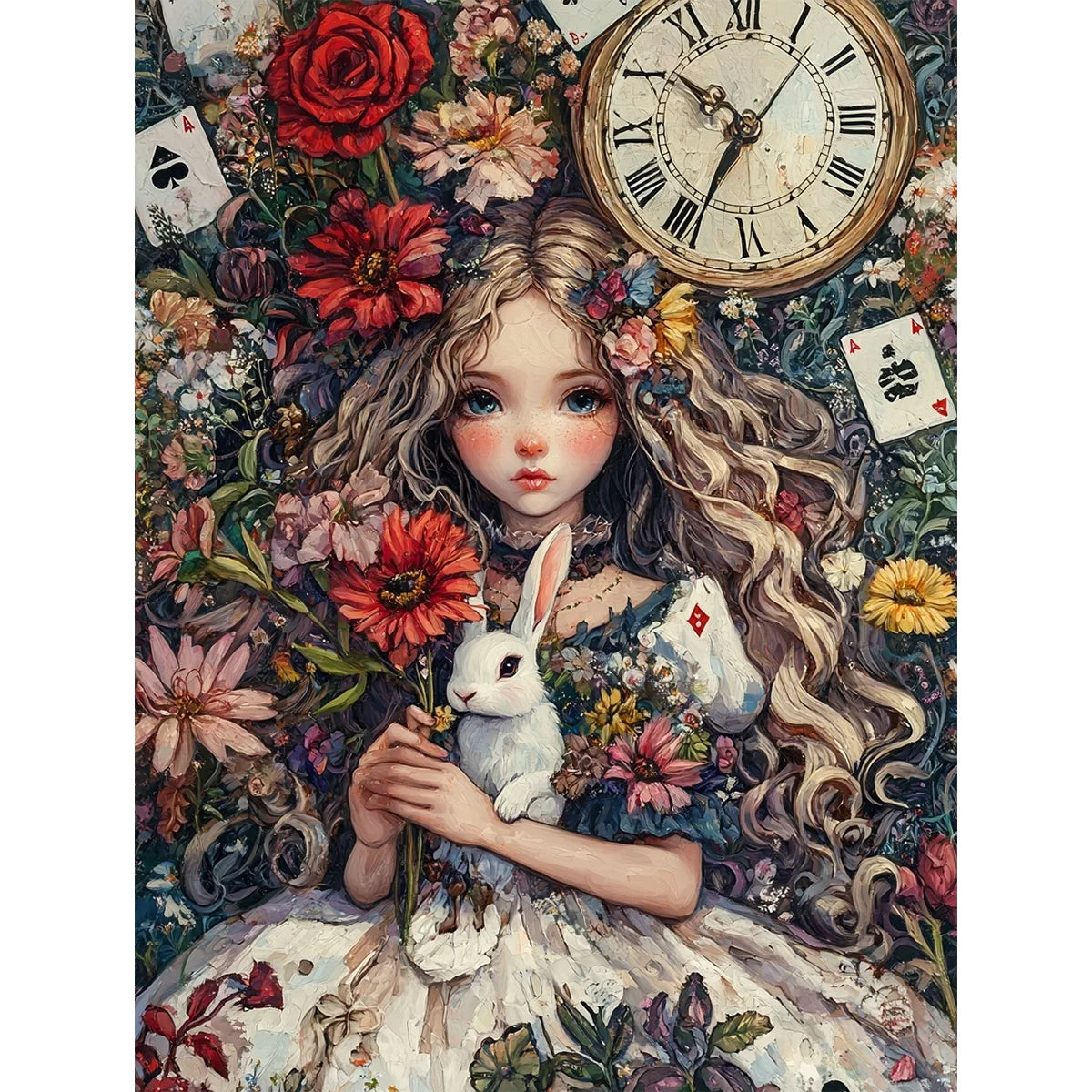 Kit de point de croix 11CT/14CT estampillé Alice au pays des merveilles