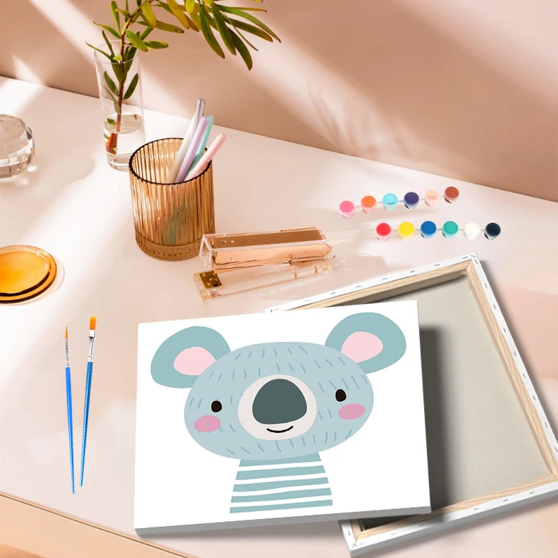 Peintures par numéros pour enfants Renard chat panda ours cerf tigre koala paresseux