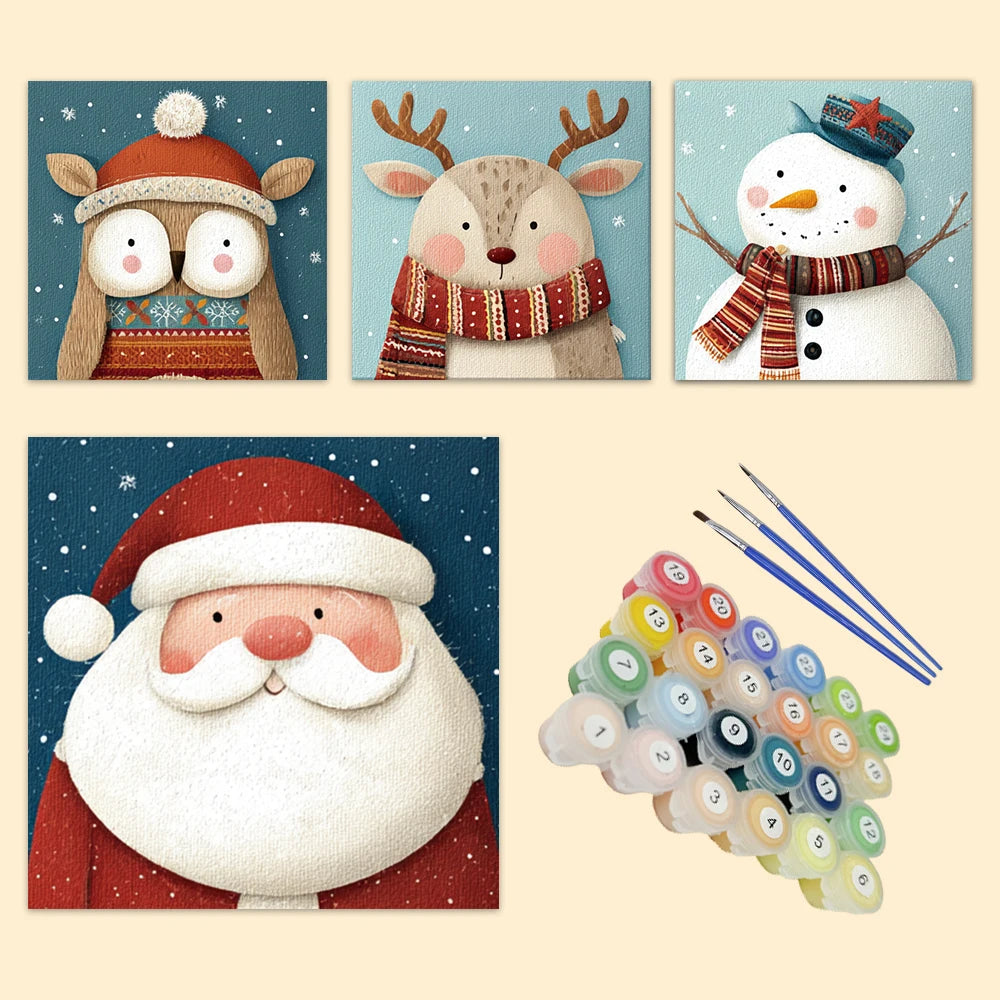 Ensemble de 4 Peintures par numéros noël