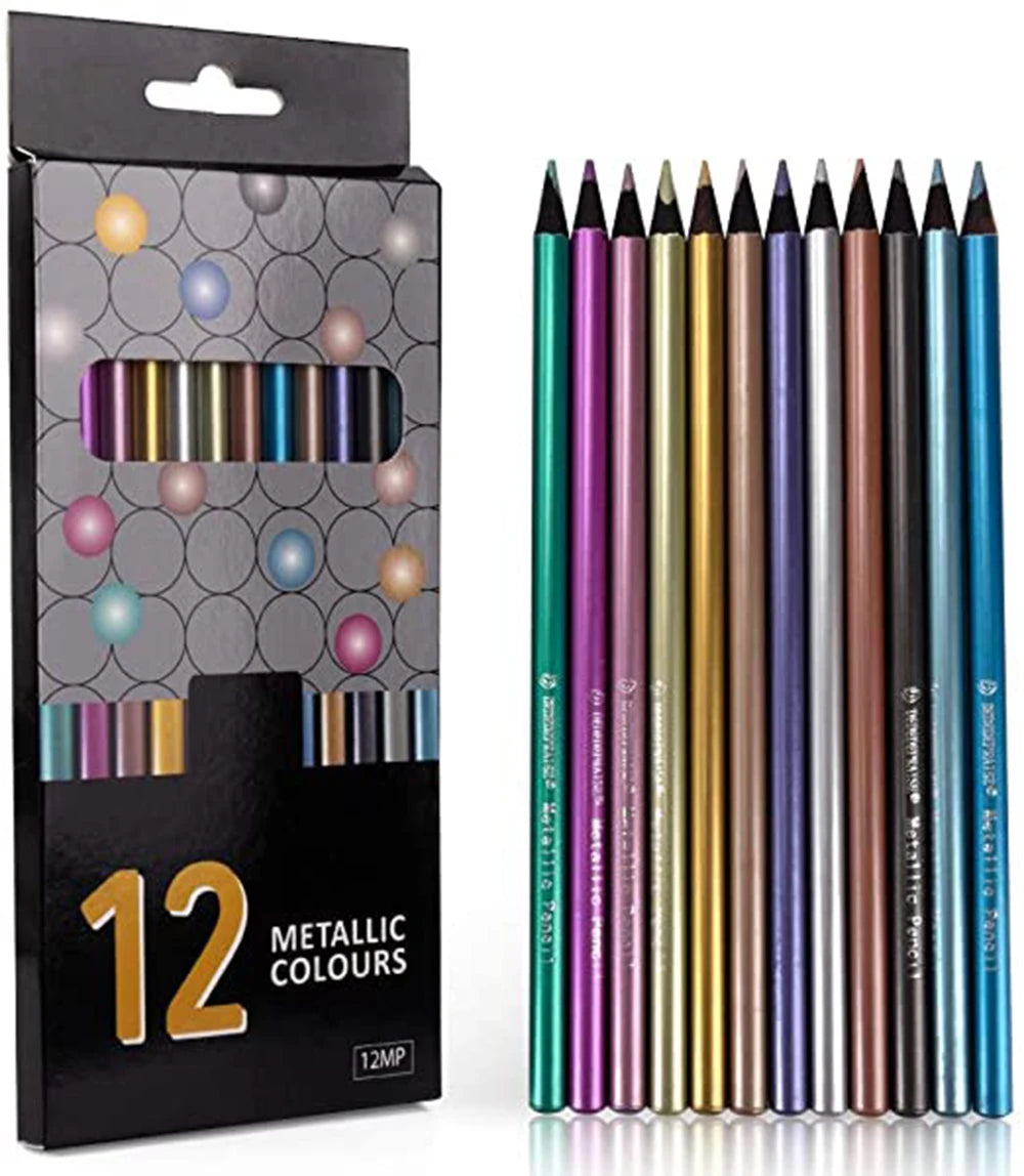 12 crayons de Couleur Métallique