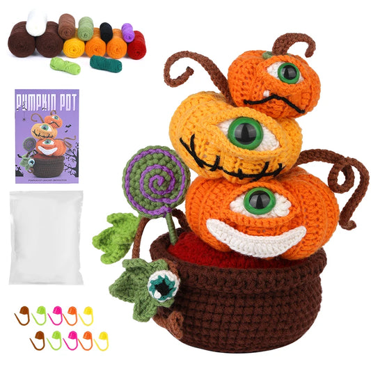 Kits de crochet Halloween citrouille ou chat ou fleur