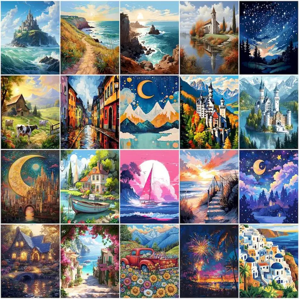 Painting by numbers for adults Various landscapes