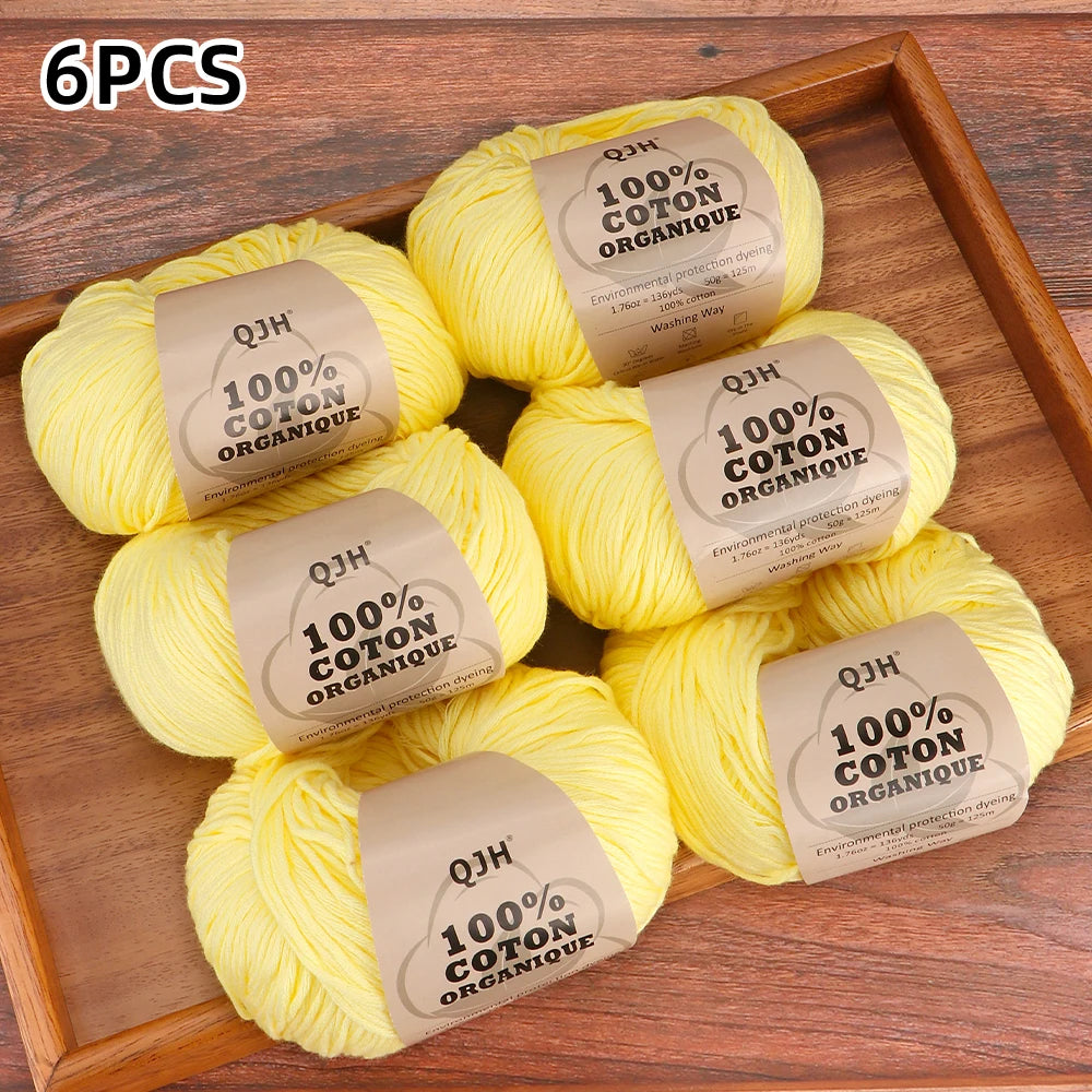 6 Pelotes de Laine en Coton doux 50gr x 6