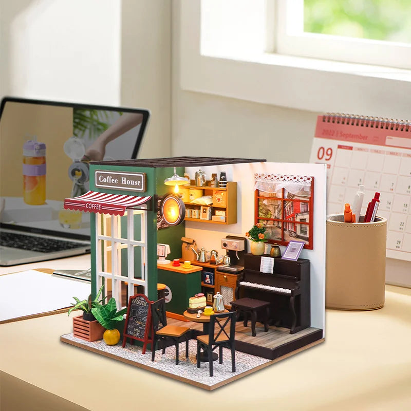 DIY Maquettes de maison de poupée 3D Café, chambre, bureau, salon plusieurs choix