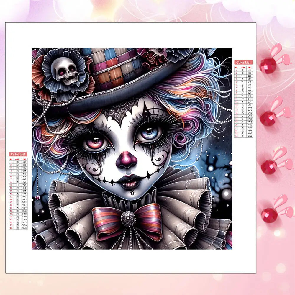 Peinture à diamants portrait de Clown