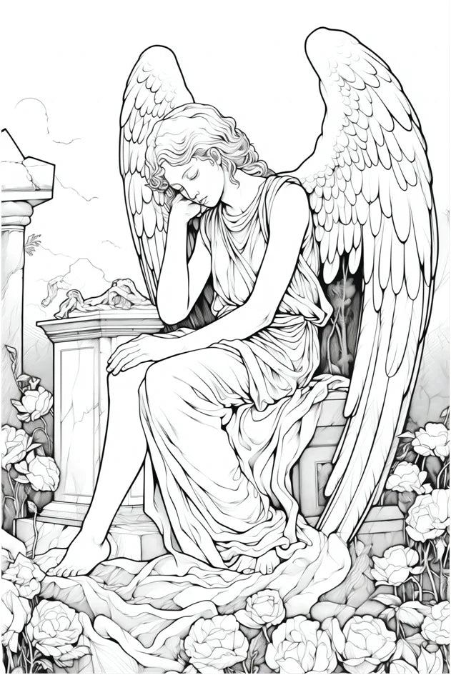 22-page anti-stress coloring book Angelic landscapes